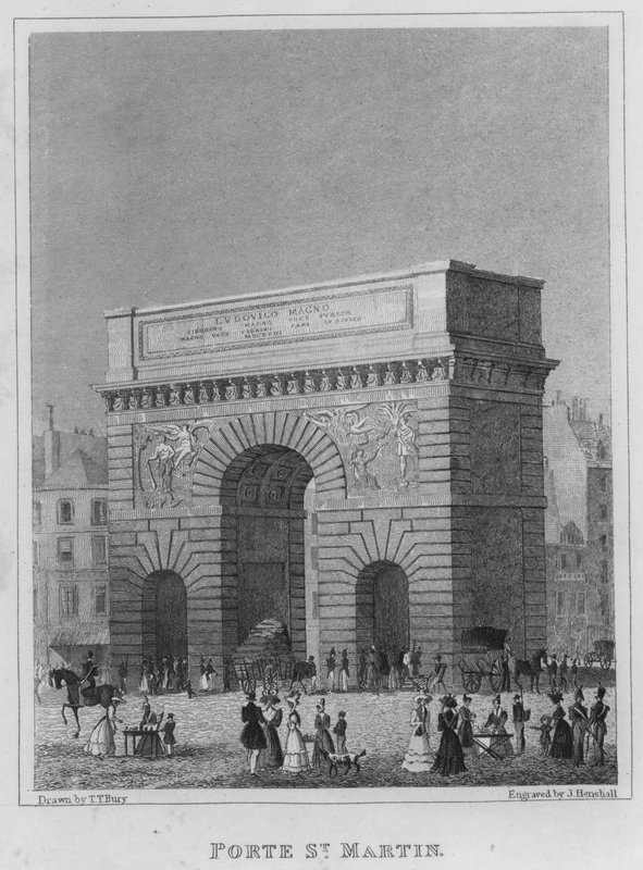 Paryż, Porte St Martin (grafika) autorstwa English School