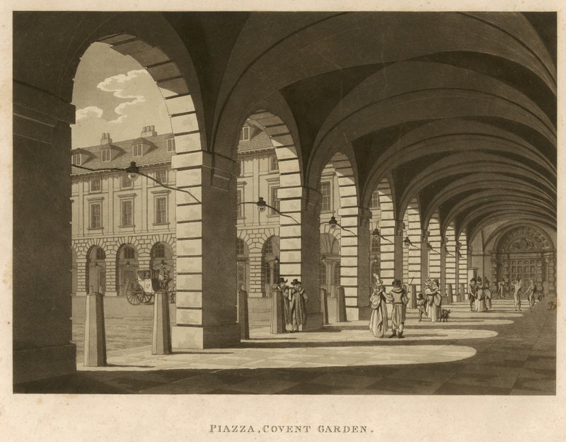 Piazza, Covent Garden, Londyn, 1796 autorstwa English School