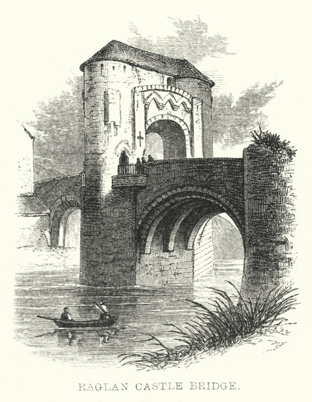Raglan Castle Bridge (rycina) autorstwa English School