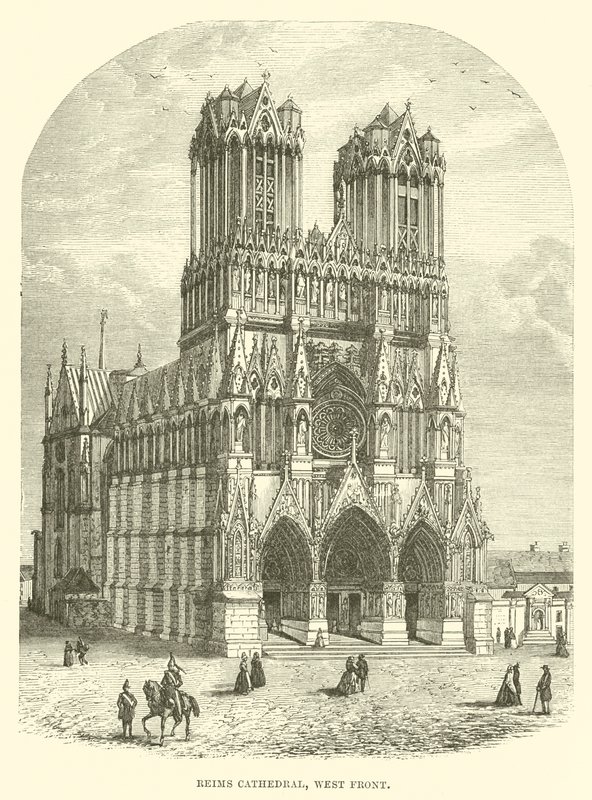 Katedra w Reims, front zachodni (grafika) autorstwa English School