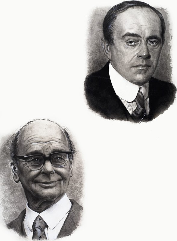 Robert Falcon Scott i Peter Scott autorstwa English School