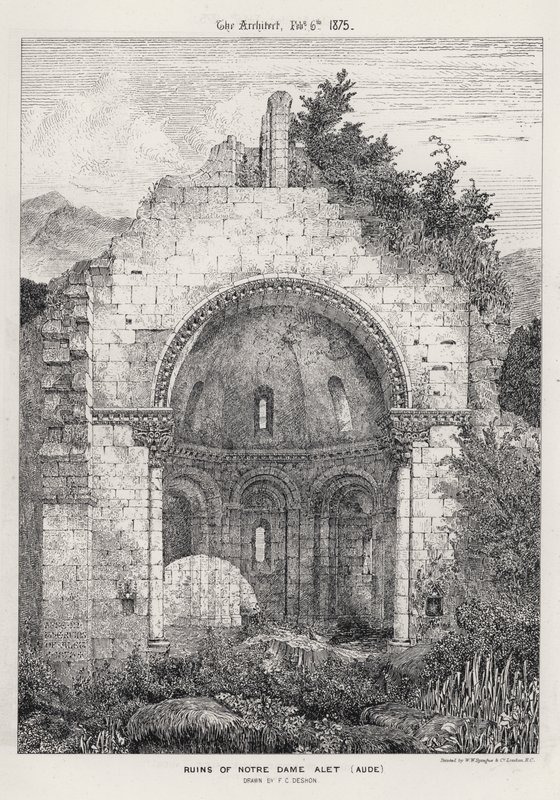 Ruiny Notre Dame Alet, Aude (rycina) autorstwa English School