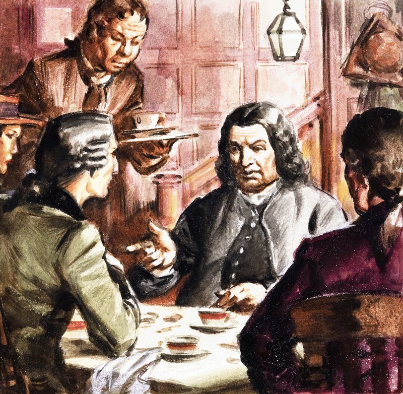 Samuel Johnson pije herbatę autorstwa English School