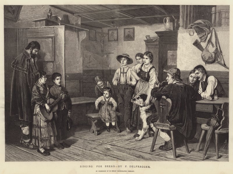 Śpiewanie chleba (grawerowanie) autorstwa English School