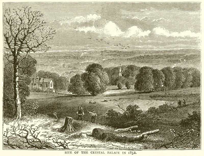 Miejsce Kryształowego Pałacu w 1852 r. autorstwa English School