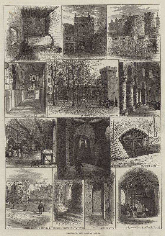 Szkice w Tower of London (grafika) autorstwa English School