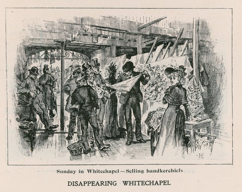 Niedziela w Whitechapel - sprzedaż chusteczek autorstwa English School