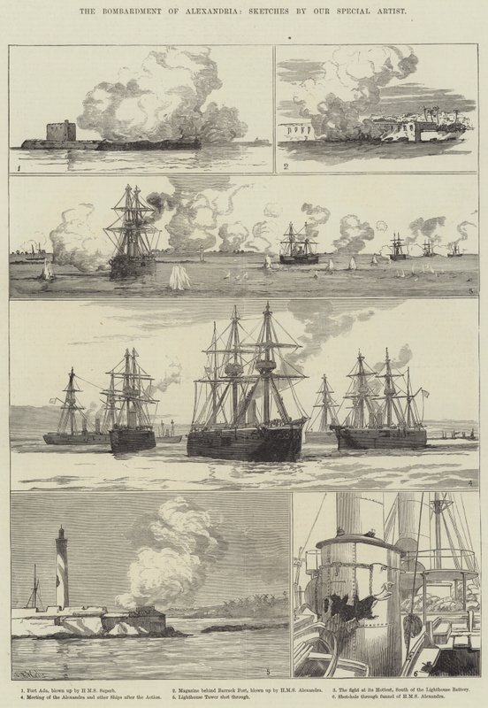 Bombardowanie Aleksandrii (rycina) autorstwa English School