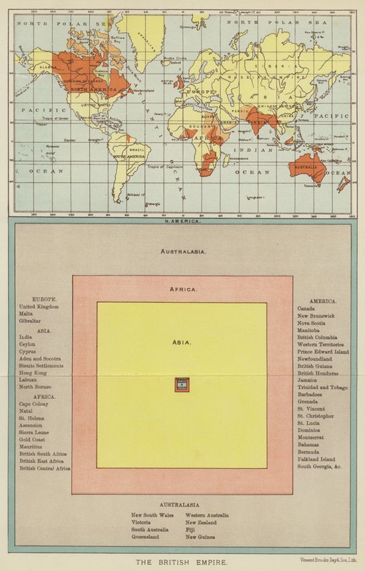 Imperium Brytyjskie (kolorowa litografia) autorstwa English School