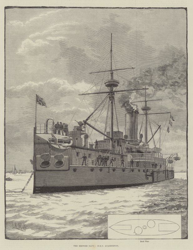 Brytyjska marynarka wojenna, HMS Agamemnon (grawerowanie) autorstwa English School