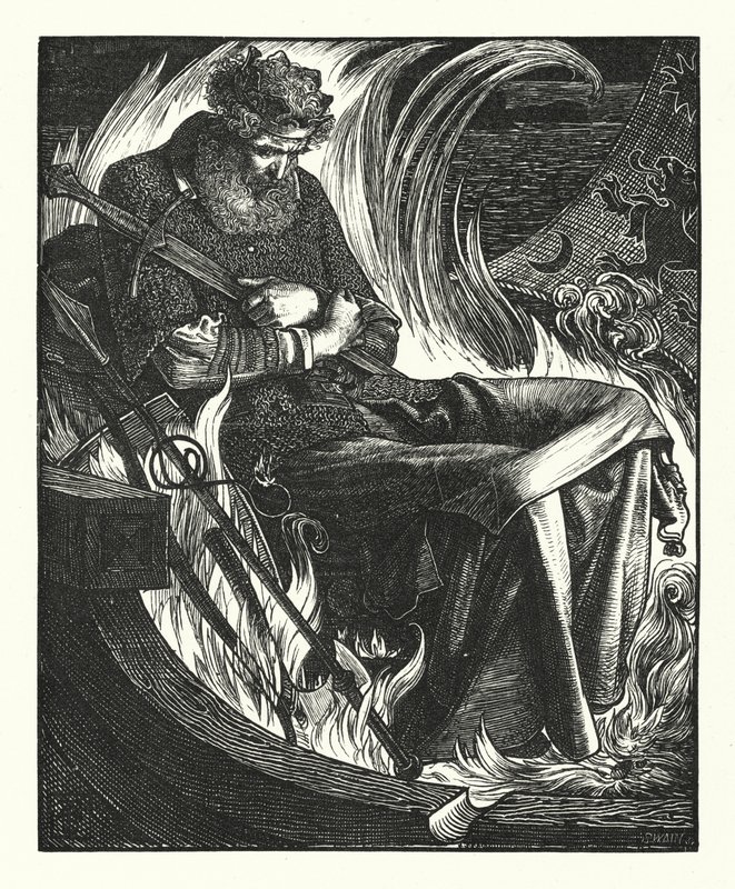 Śmierć króla Warwolfa (rycina) autorstwa English School