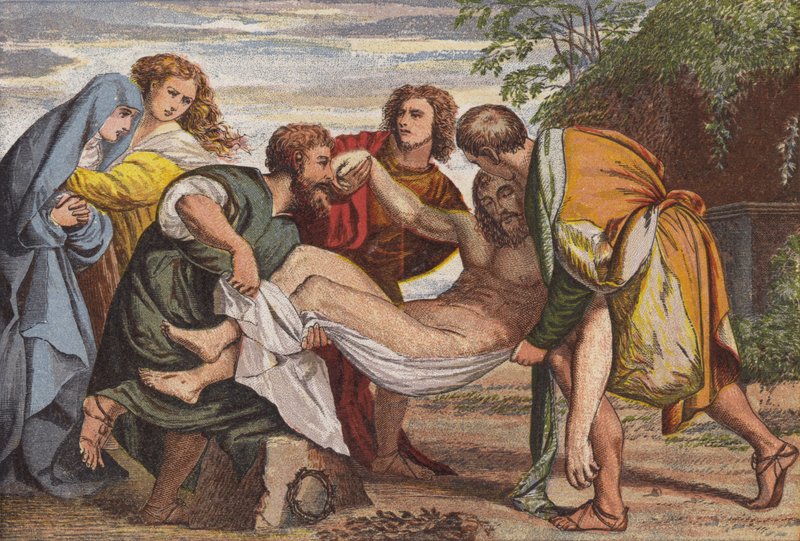 Złożenie do grobu (chromolitho) autorstwa English School