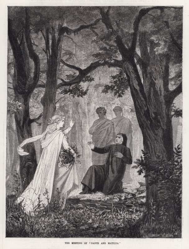 Spotkanie „Dante i Matylda” (grafika) autorstwa English School