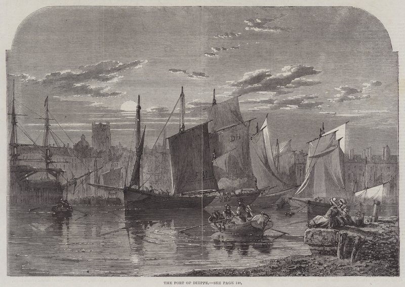 Port w Dieppe (rycina) autorstwa English School