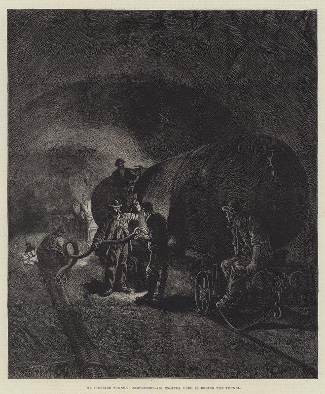 Tunel Świętego Gotarda (rycina) autorstwa English School