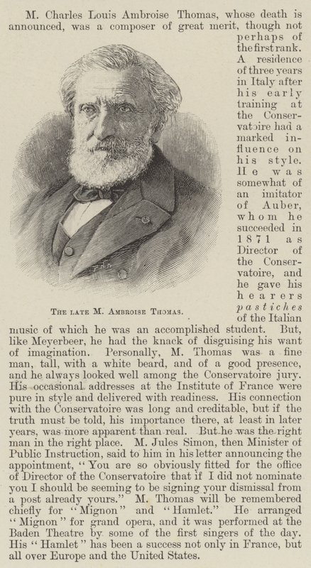 Zmarły M Ambroise Thomas (grafika) autorstwa English School