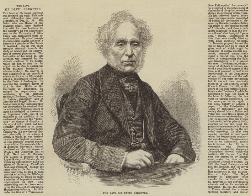 Nieżyjący już Sir David Brewster (grafika) autorstwa English School