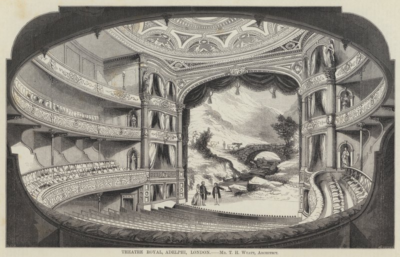 Theatre Royal, Adelphi, Londyn (grafika) autorstwa English School