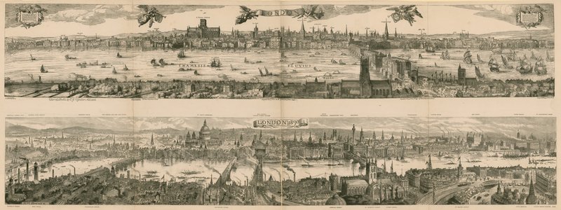 Dwa widoki Londynu: 1616 i 1890 autorstwa English School