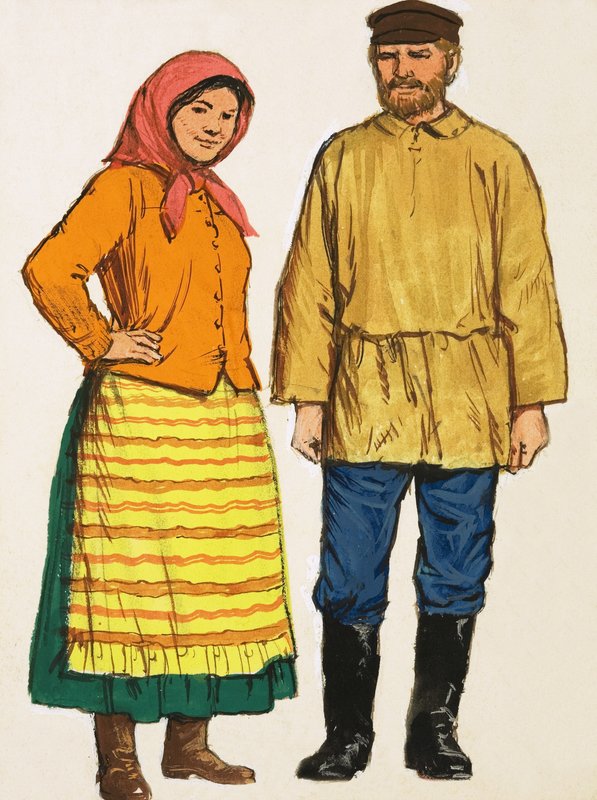 Niezidentyfikowana para w strojach ludowych autorstwa English School