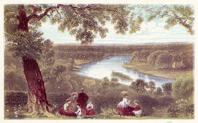 Widok z tarasu, Richmond Hill (kolor lito) autorstwa English School