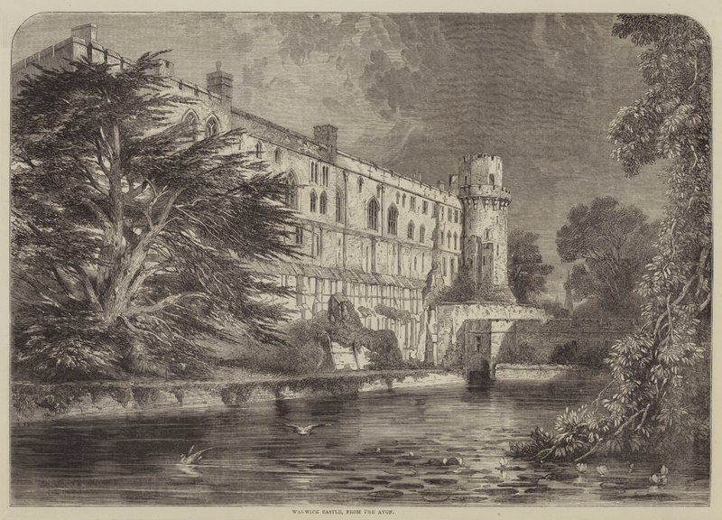 Zamek Warwick, od Avon (rycina) autorstwa English School