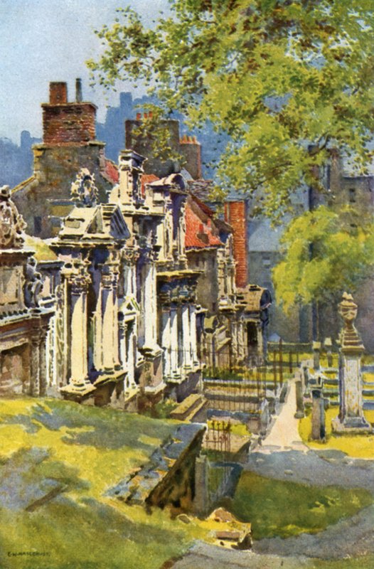 Cmentarz Greyfriars (kolor lito) autorstwa Ernest William Haslehust