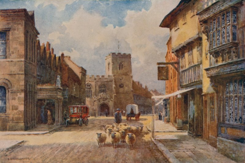 High Street, Stratford-on-Avon (kolor lito) autorstwa Ernest William Haslehust