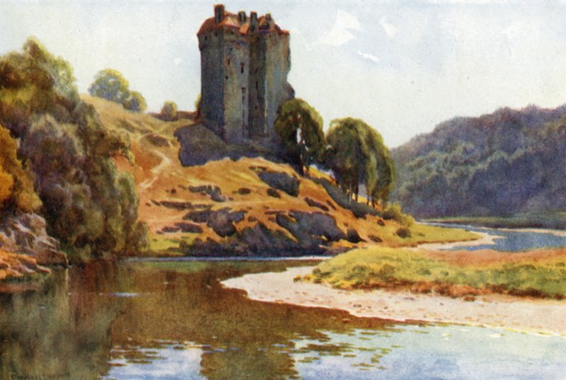 Zamek Neidpath (kolor lito) autorstwa Ernest William Haslehust