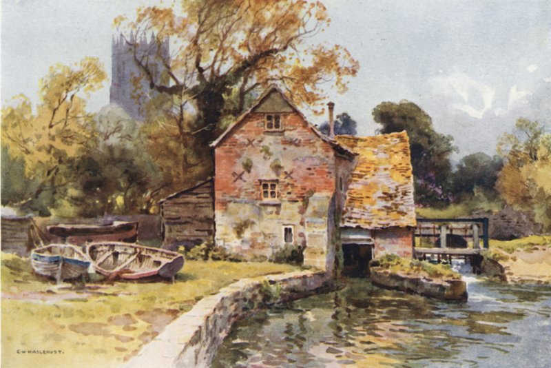 Place Mill, Christchurch (kolor lito) autorstwa Ernest William Haslehust