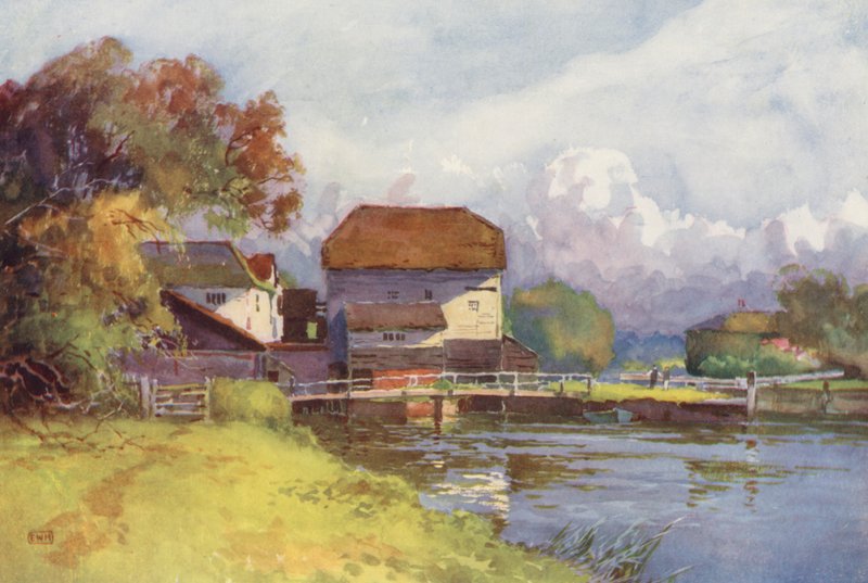 Tamiza: Shiplake Mill (kolorowa litografia) autorstwa Ernest William Haslehust