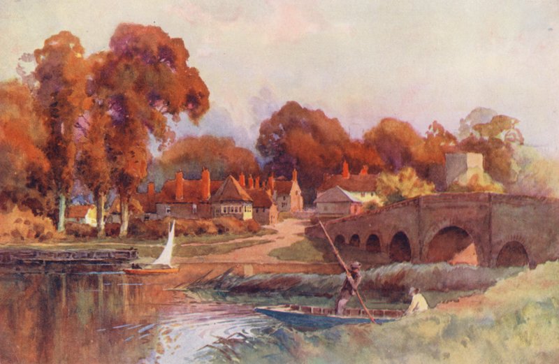 Tamiza: Sonning Bridge (kolorowa litografia) autorstwa Ernest William Haslehust