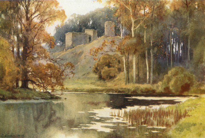 Zamek Roxburgh (kolor lito) autorstwa Ernest William Haslehust