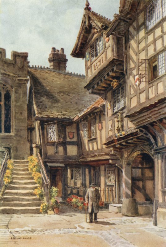 Szpital Leycester (kolor lito) autorstwa Ernest William Haslehust