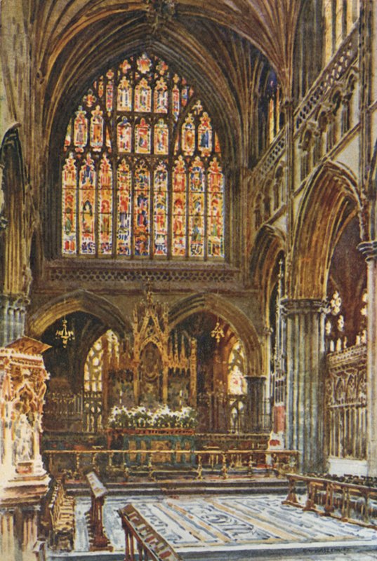 Sanktuarium, Katedra w Exeter (kolor lito) autorstwa Ernest William Haslehust