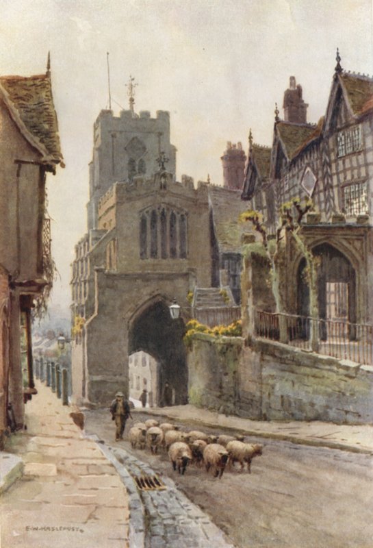 West Gate, Warwick (kolor lito) autorstwa Ernest William Haslehust