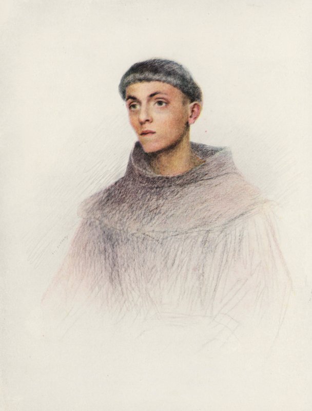 Młody zakonnik (kolorowa litografia) autorstwa Eugene (after) Burnand