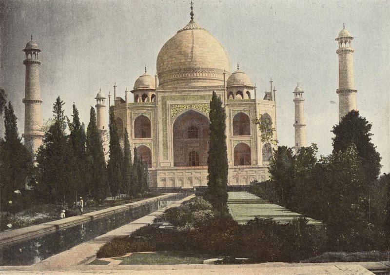 Agra, Tady Mahal i fontanna autorstwa European Photographer