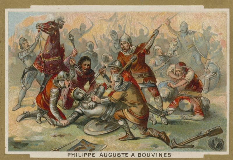 Filip August z Francji zdjęty z konia w bitwie pod Bouvines, 1214 autorstwa European School