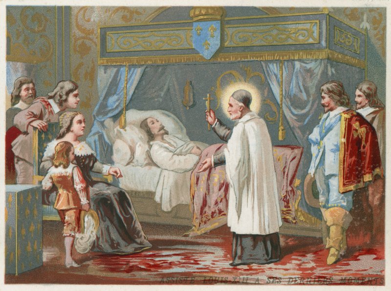 Św. Wincenty a Paulo asystujący królowi Francji Ludwikowi XIII w jego ostatnich chwilach, 1643 autorstwa European School