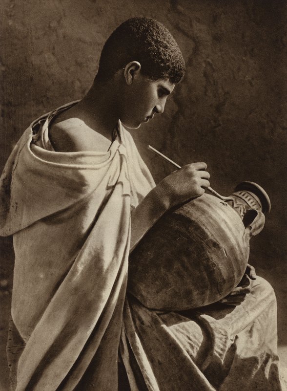 Tunis, uczeń garncarza (zdjęcie czarno-białe) autorstwa European Photographer