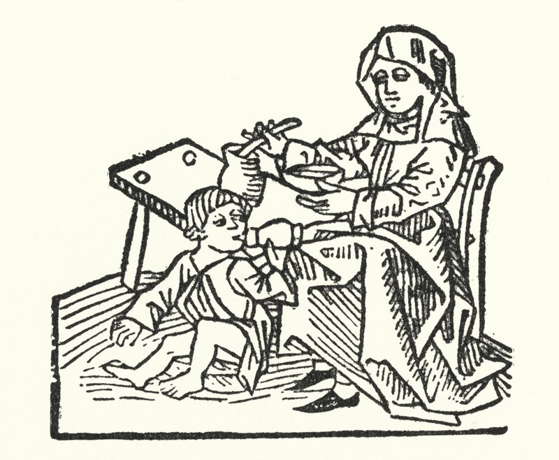 Piastunka i dziecko z XV wieku (grafika) autorstwa European School