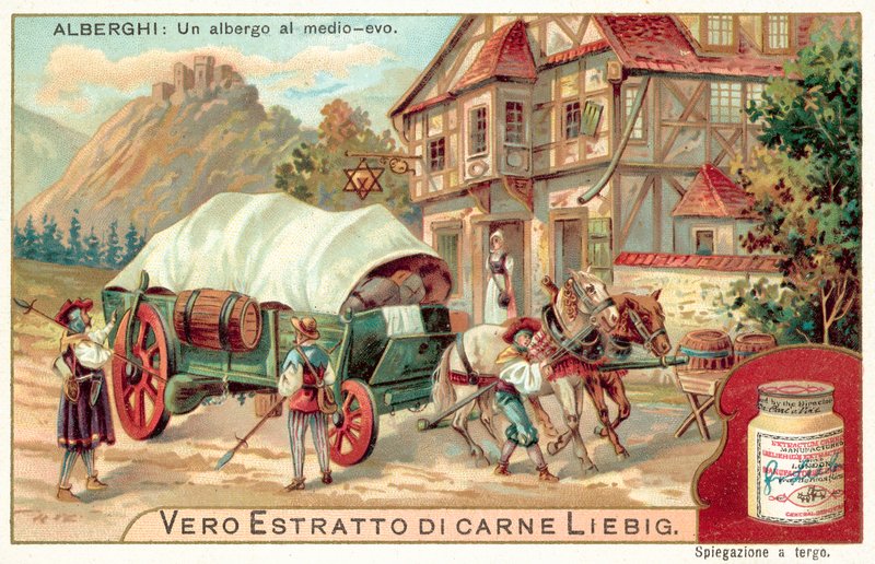Karczma w średniowieczu (chromolitho) autorstwa European School