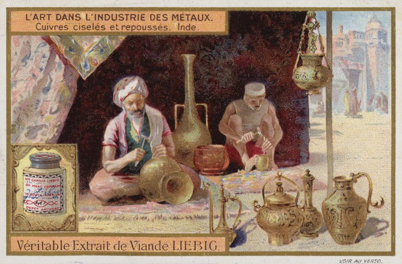 Grawerowana i obrabiana miedź, Indie (chromolitho) autorstwa European School