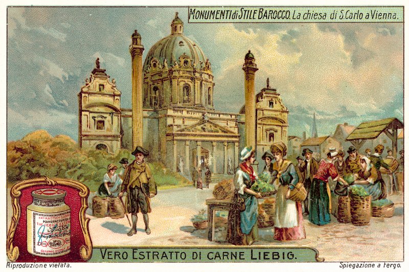Karlskirche, Wiedeń (chromolitho) autorstwa European School