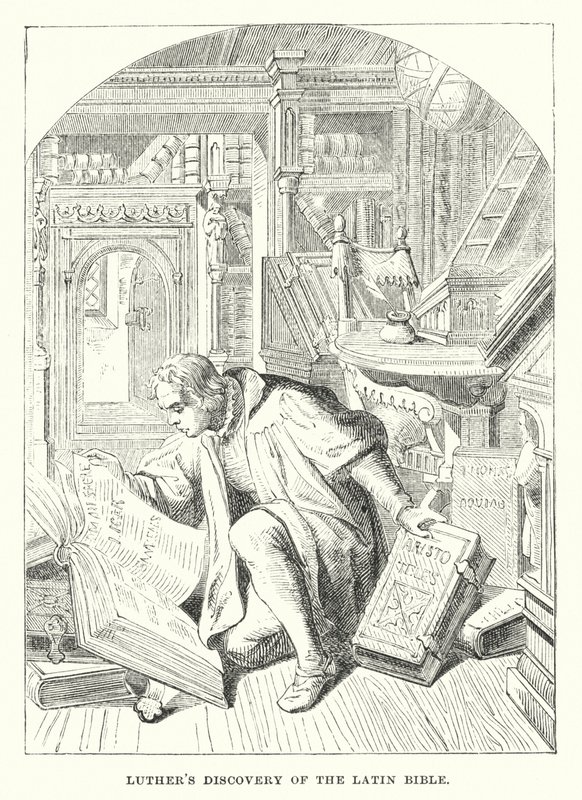 Odkrycie przez Lutra Biblii łacińskiej (rycina) autorstwa European School