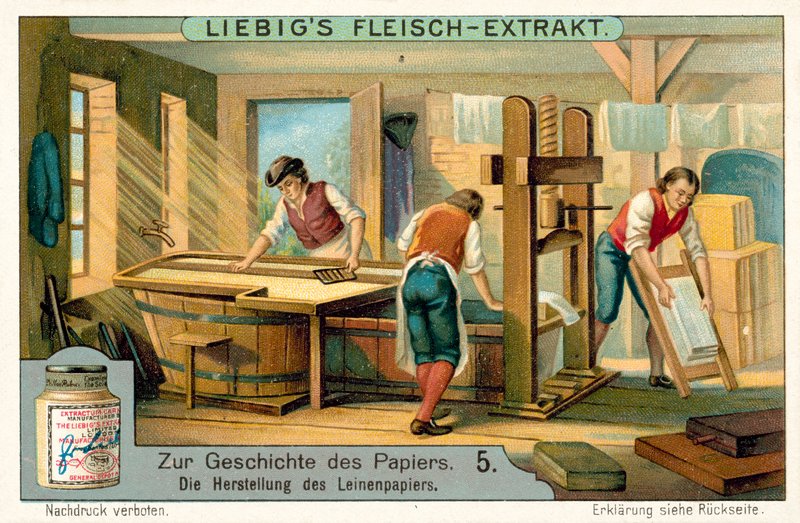 Produkcja papieru lnianego (chromolitho) autorstwa European School