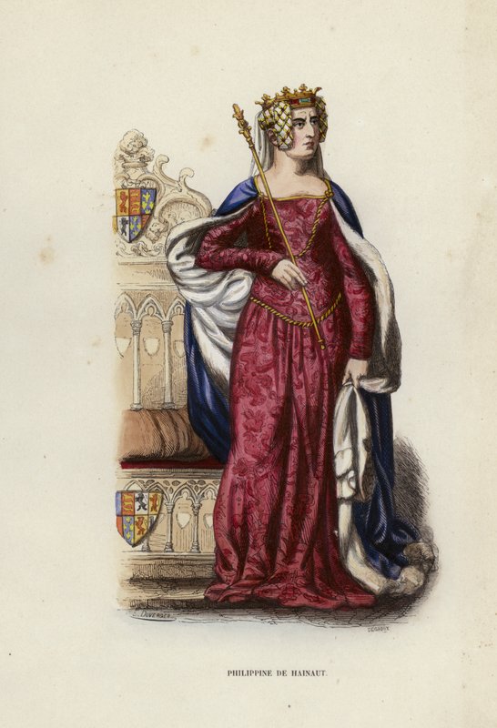 Philippine Of Hainaut (kolorowy grawerunek) autorstwa European School