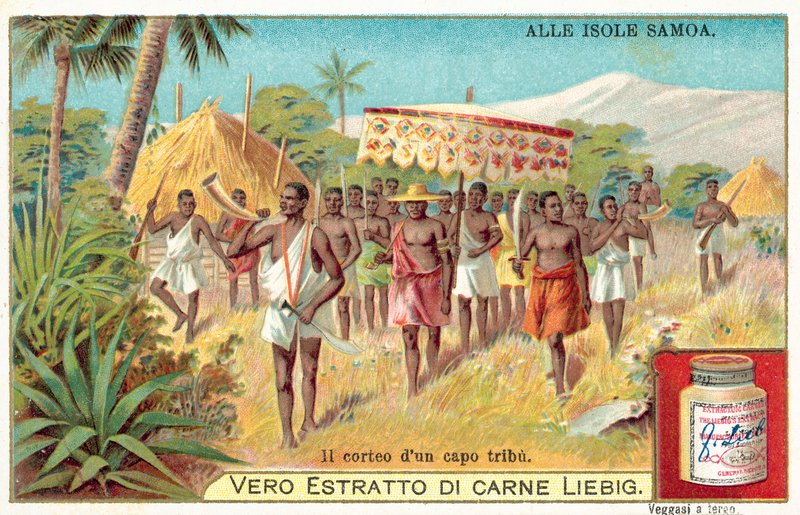 Procesja wodza plemienia Samoa (chromolitho) autorstwa European School
