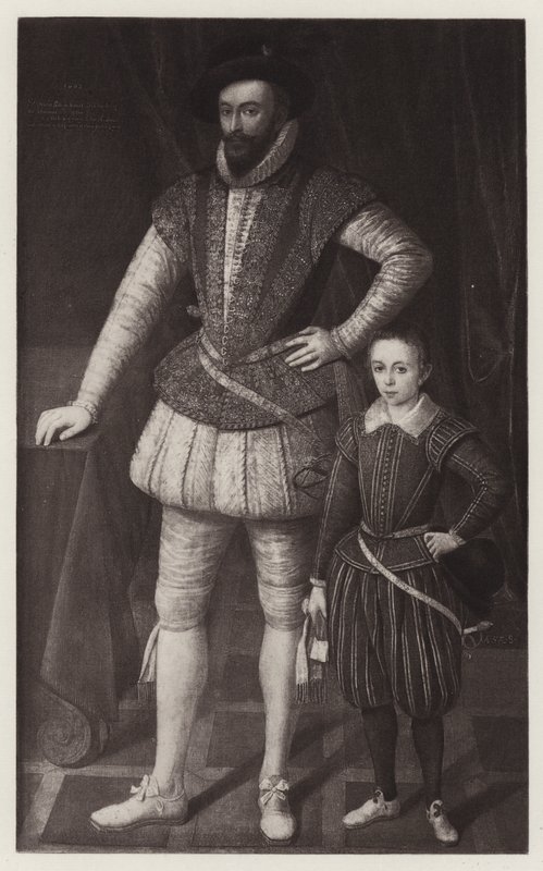 Sir Walter Raleigh i jego syn (lito) autorstwa European School